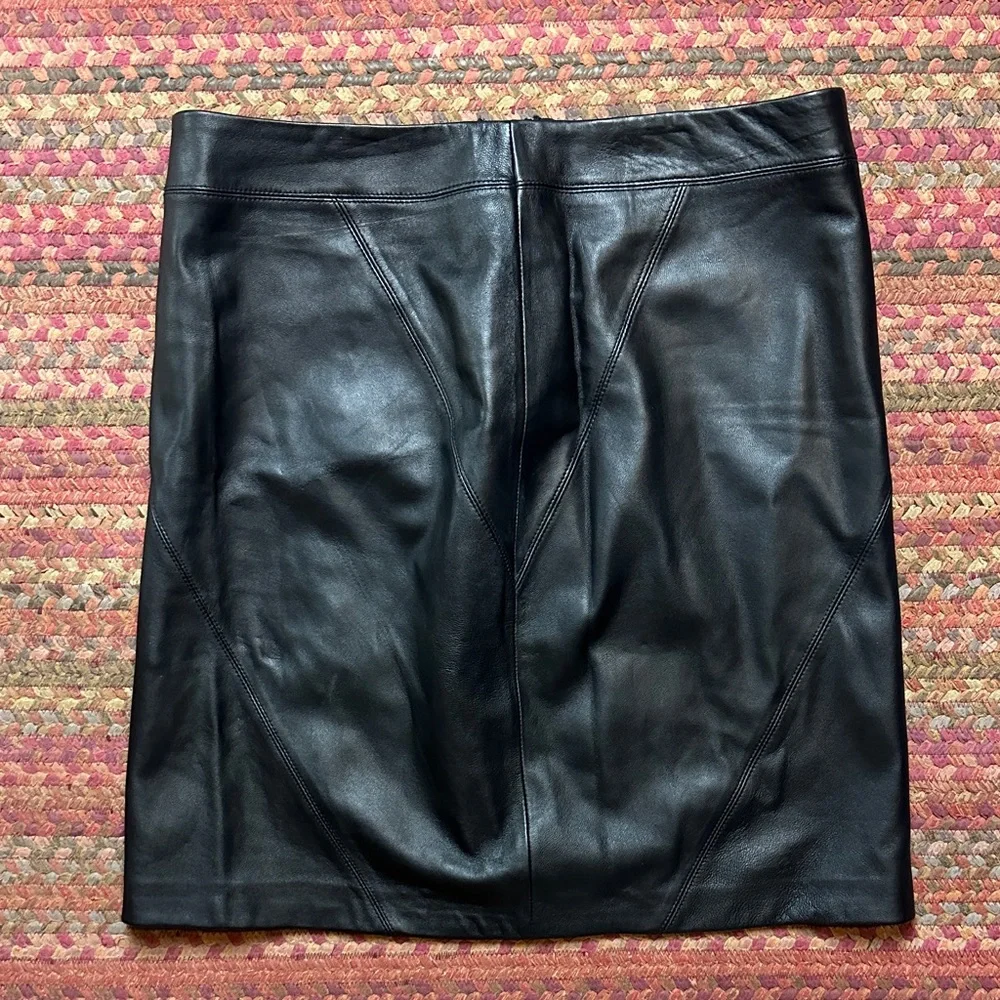 VTG 100% LEATHER VALERIE STEVENS HIGH RISE MINI SKIRT